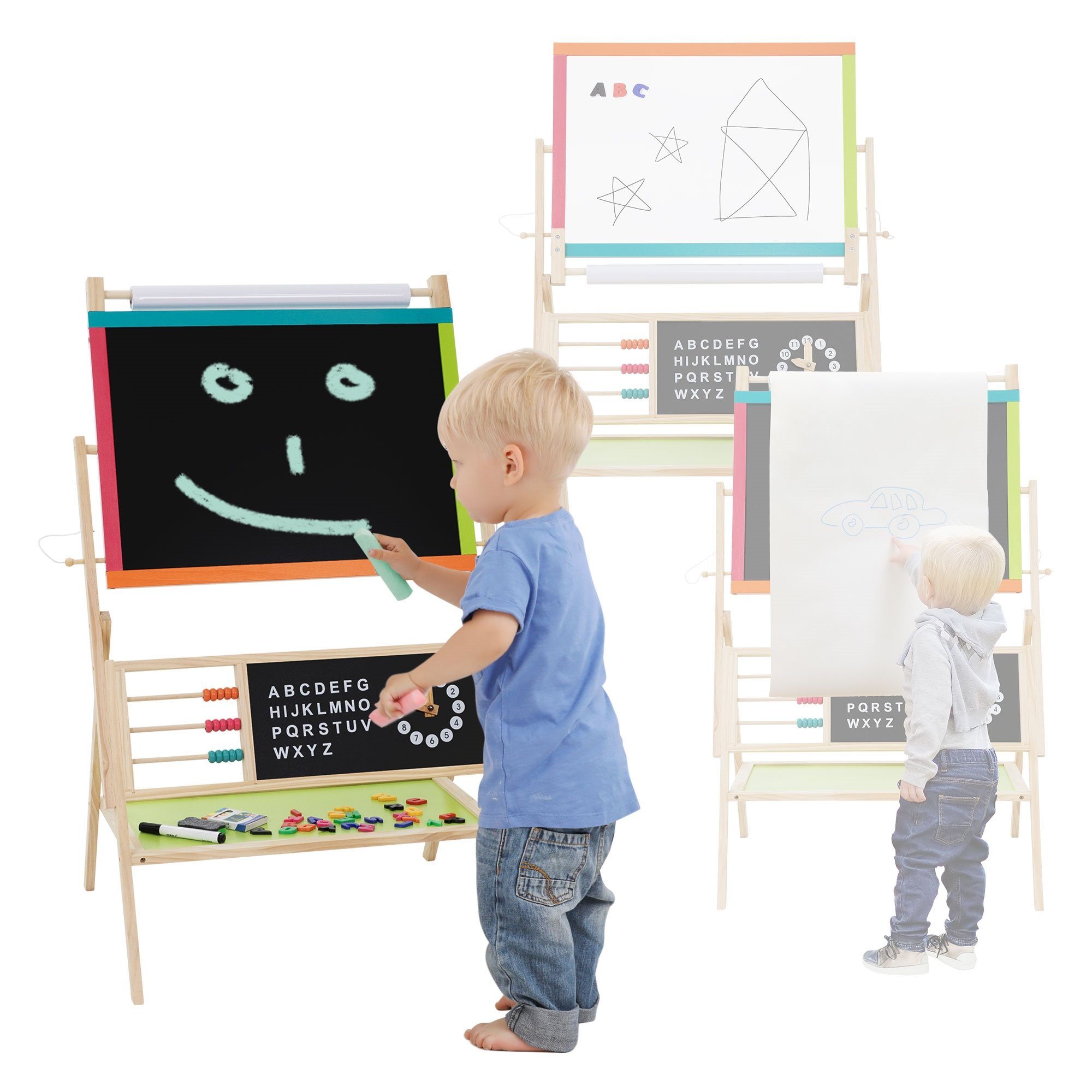 Joyz Tafel 3 in 1 Kindertafel zum Spielen 70x47x100 cm Natur/Schwarz aus Holz