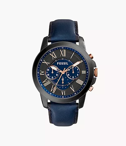 Fossil Herrenuhr Grant Leder Blau