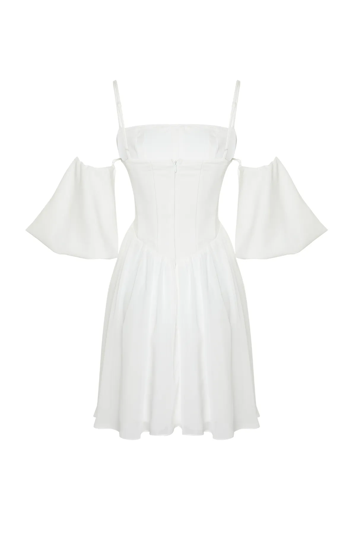 Trendyol Collection  Weiße Braut-Taillenöffnung/Skater-Korsett, detaillierte Hochzeit/Elegantes Nikah-Abendkleid TPRSS24EL00116