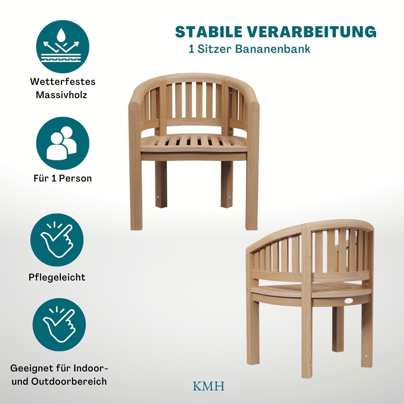 KMH Gartenstuhl TEAK Sessel *Banana* (102138)