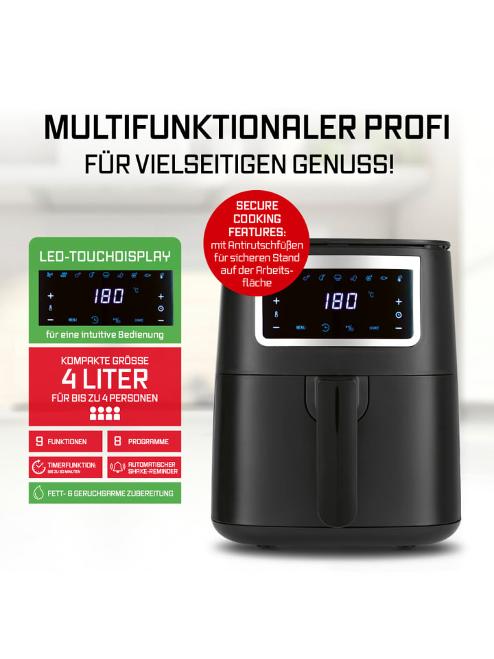 Gourmetmaxx GOURMETmaxx Heißluftfritteuse 4 l - Touch, Timer, 8 Programme und Shake-Reminde günstig kaufen onesize