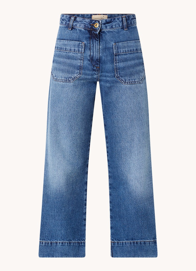 Sessùn Seakey high waist loose fit cropped jeans with medium wash