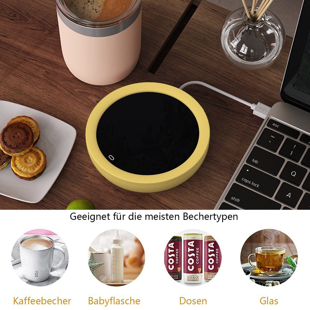 ZmdecQna Tassenwärmer Kaffeetassenwärmer mit Schwerkraftschalter,für Tee, Kaffee, Milch