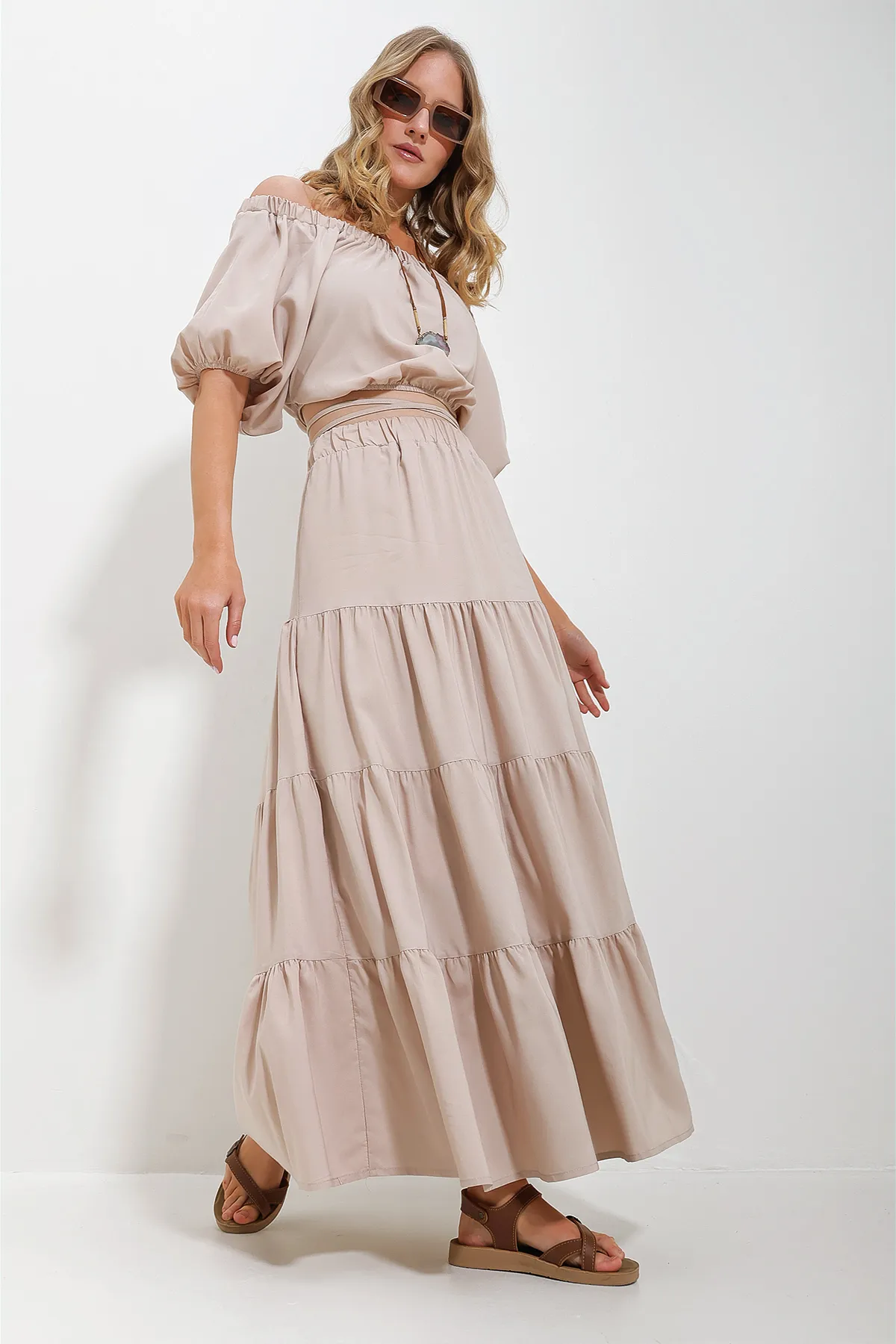 Trend Alaçatı Stili  Zweiteiler - Beige - Regular Fit