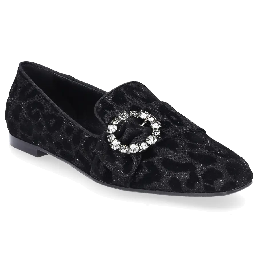 Dolce & Gabbana - Ballerinas JACKIE Kalbsleder Strassbrosche schwarz - schwarz