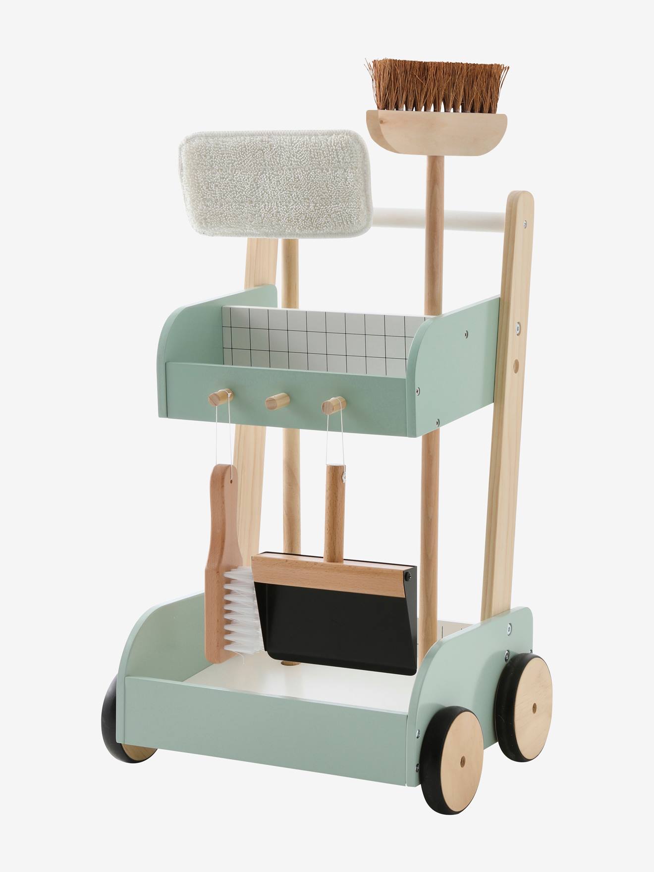 Chariot de ménage en bois FSC® vert