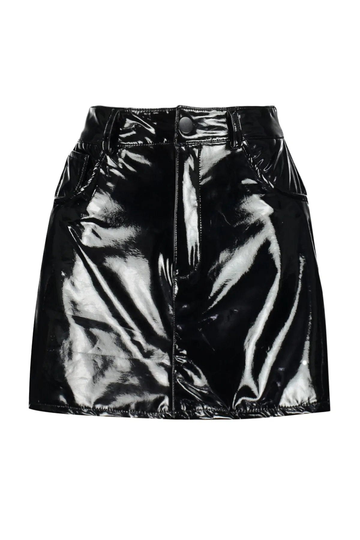 Trendyol Collection  Schwarzer, glänzender, gewebter Minirock aus Kunstleder TWOAW24ET00176