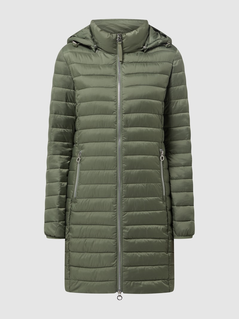 Steppmantel mit abnehmbarer Kapuze in khaki