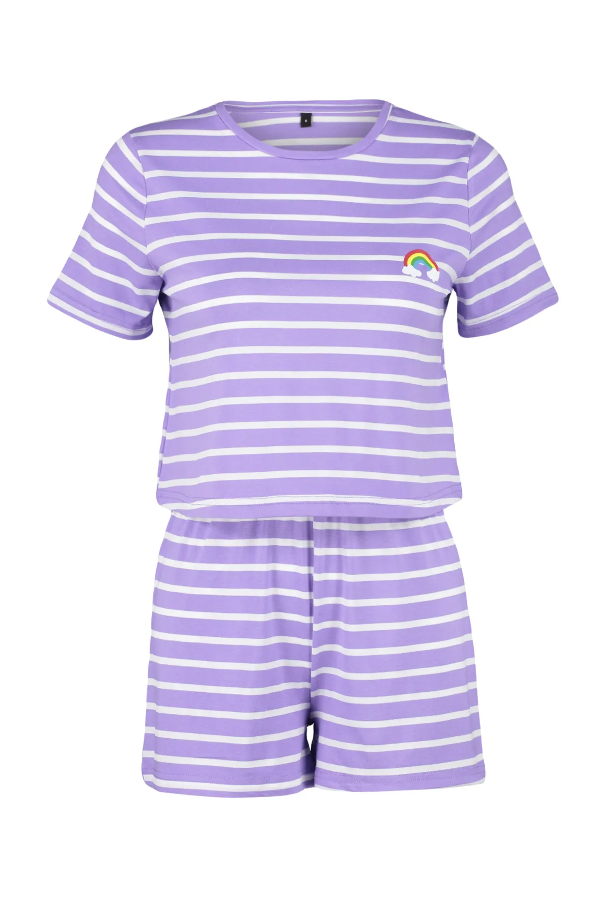 Trendyol Collection  Lilafarbenes Pyjama-Set aus T-Shirt und Shorts mit Regenbogen-Print THMSS20PT0230