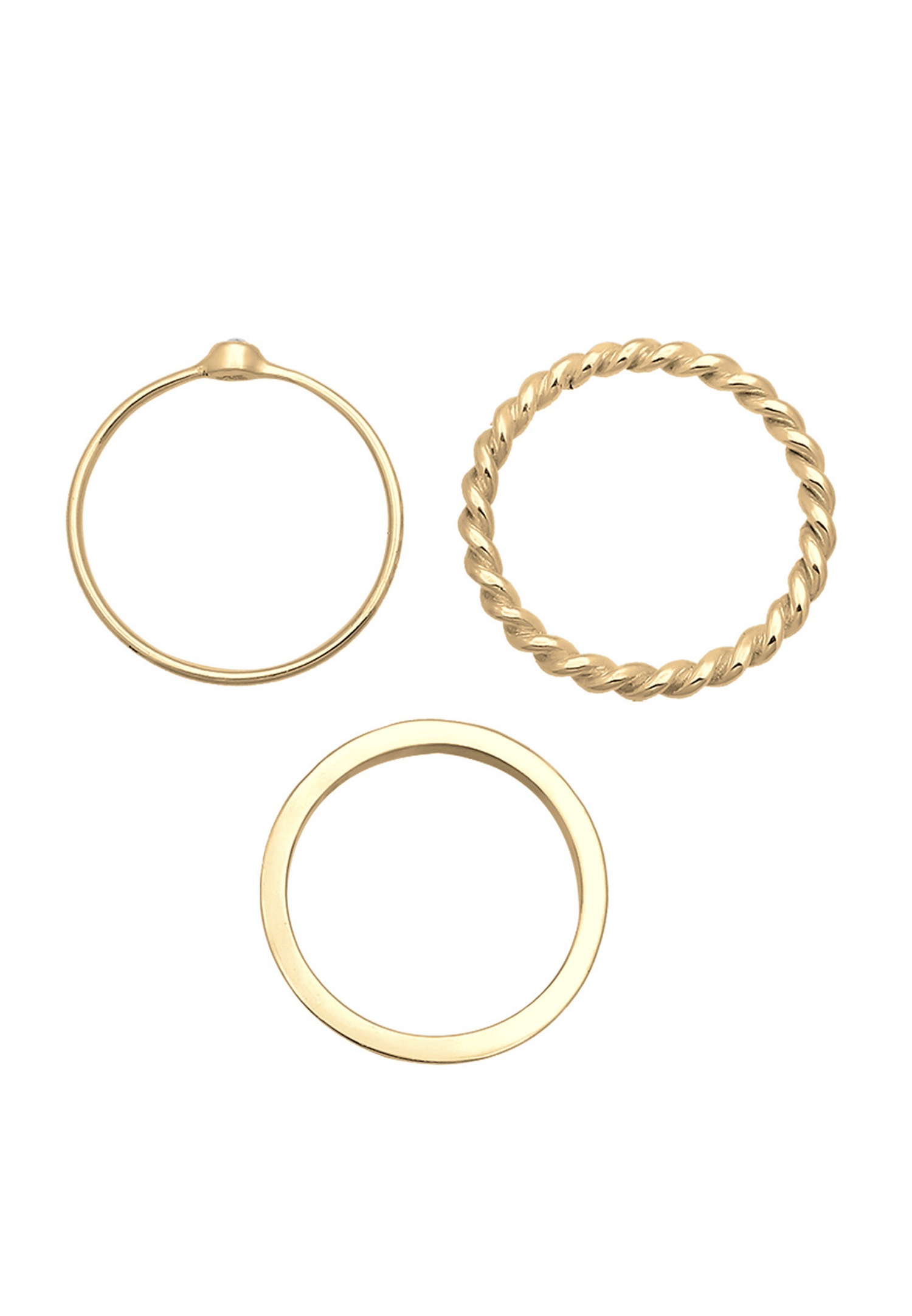 Conjunto básico de solitario retorcido para mujer de Elli con cristal en plata de ley 925.