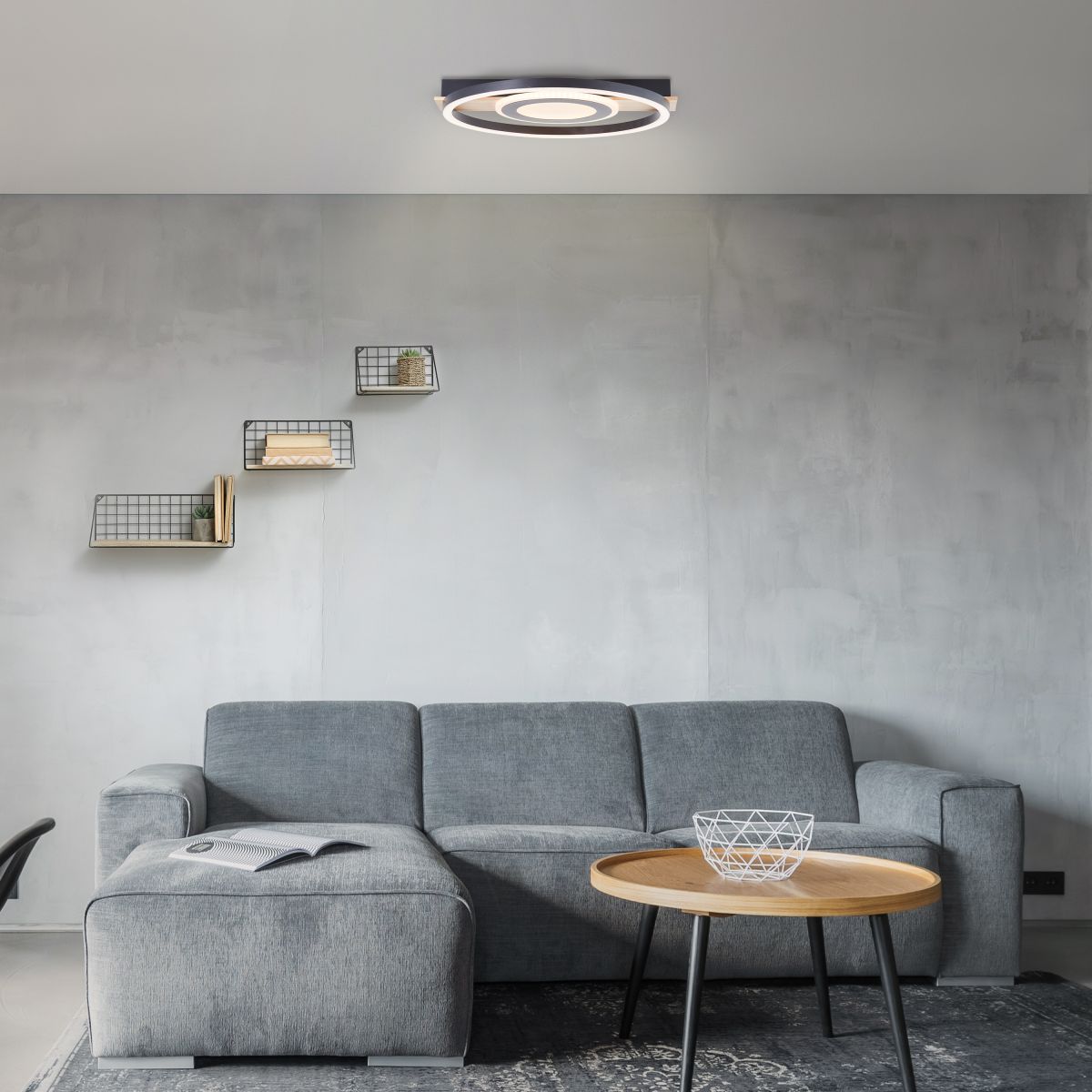 Brilliant LED Deckenleuchte Maureen Holz