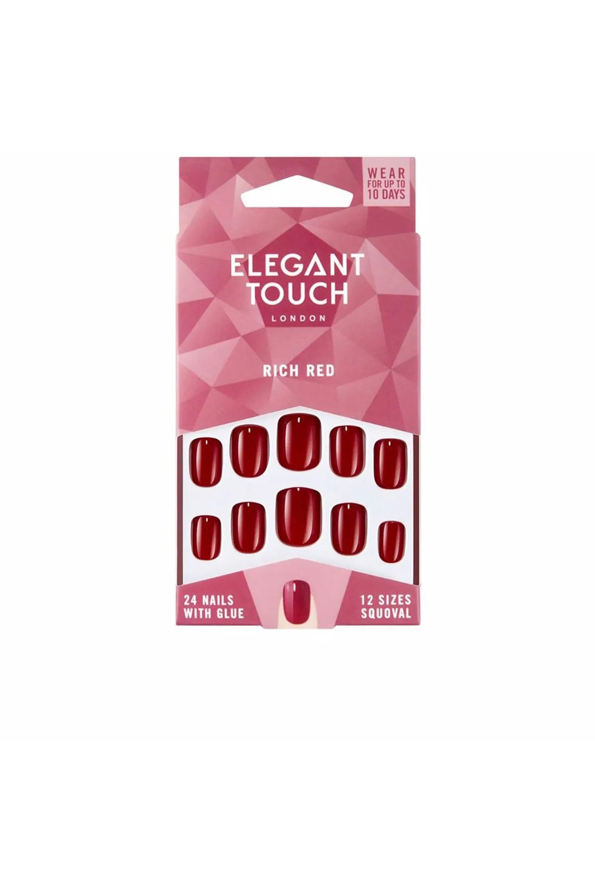 Elegant Touch  Polierte Farbnägel mit Kleber Squoval #rich Red