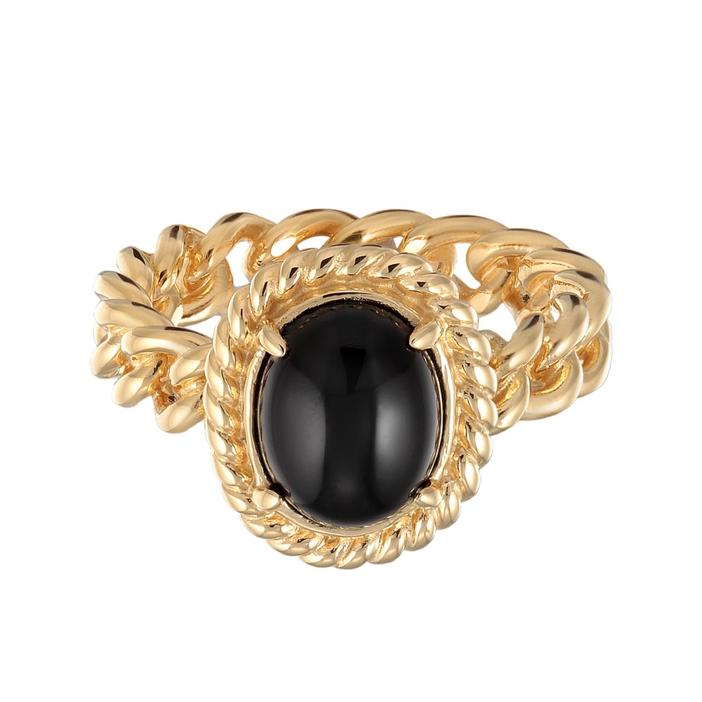 Elli PREMIUM Elli PREMIUM Bague Femmes Solitaire Classique Optique de Chaîne avec Onyx en arge Bague