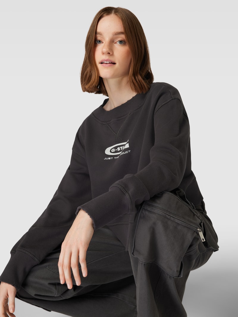 Cropped Sweatshirt im Destroyed-Look in anthrazit