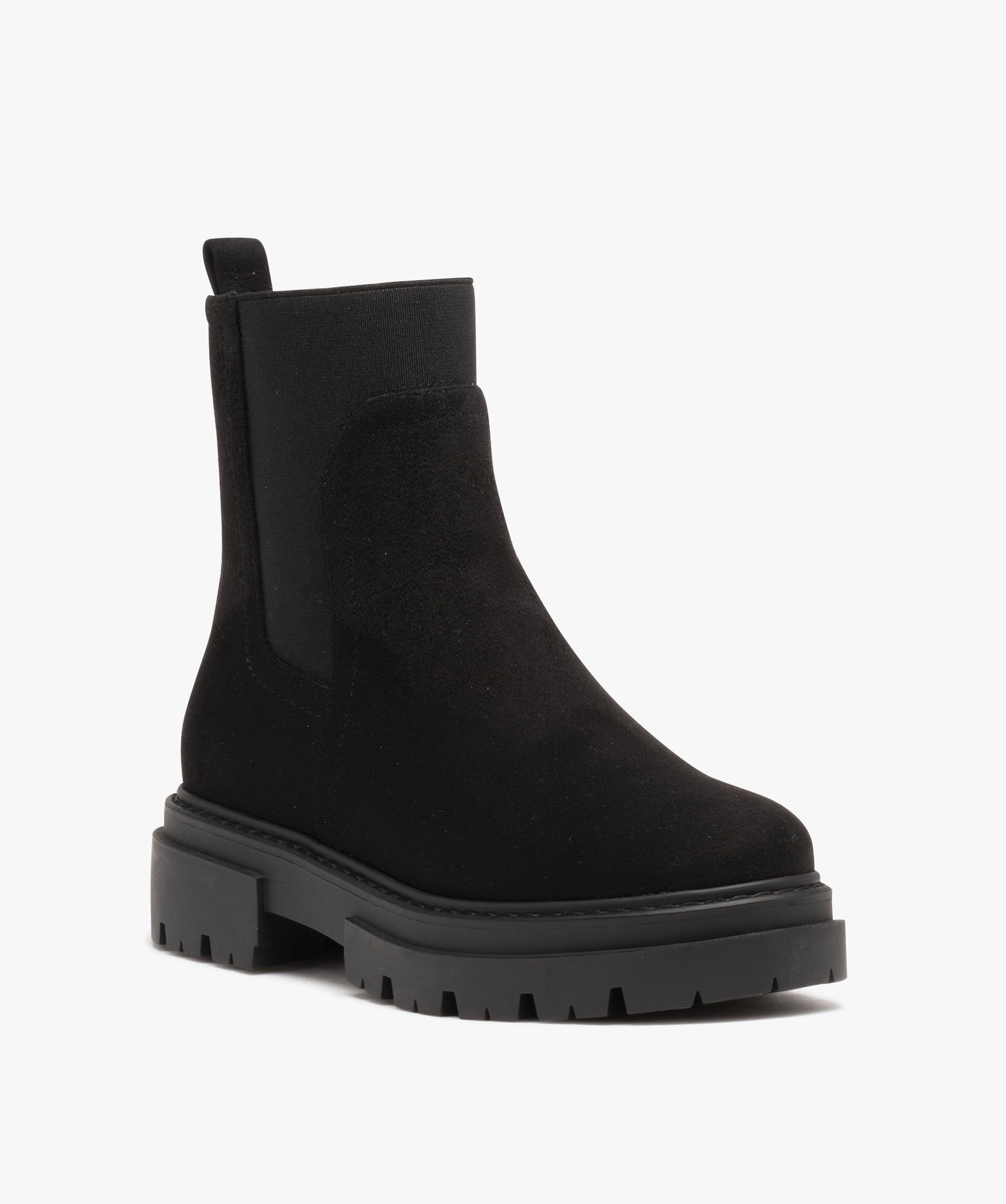 Boots en suédine, à tige élastique et semelle crantée noir | GEMO