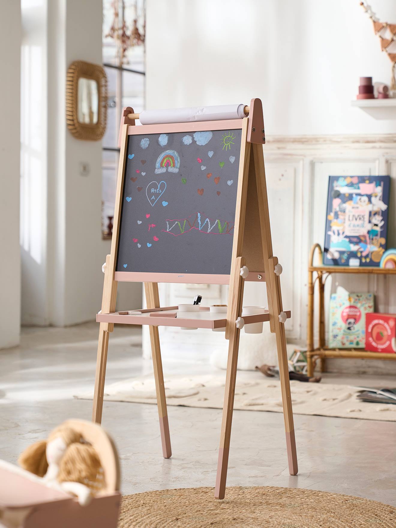 Vertbaudet 3-in-1 Tafel mit Mal-Zubehör FSC MIX - rosa