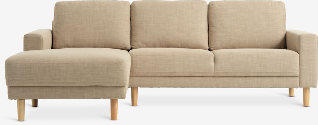 EGENSE Sofa z szezlongiem EGENSE tkanina piaskowa/kolor dębu