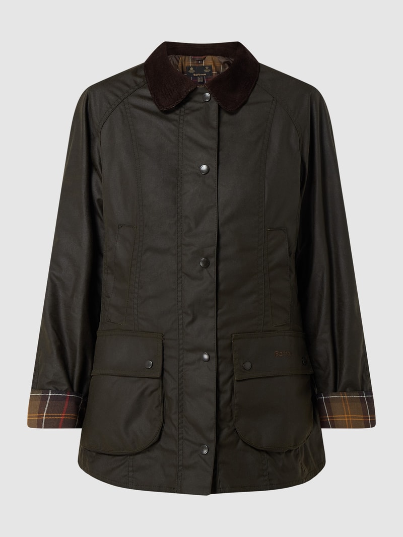 Jacke aus gewachster Baumwolle Modell 'Beadnell Wax' in olivgrün