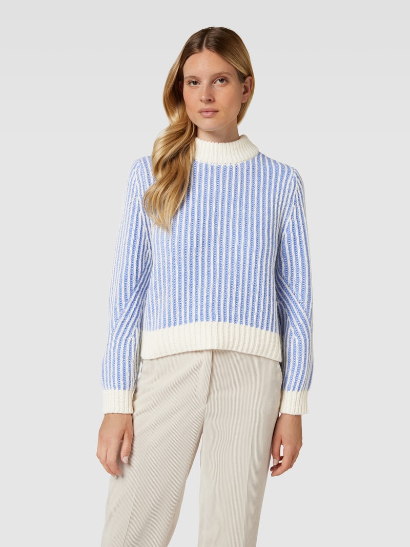 Strickpullover mit Streifenmuster Modell 'CITA' in bleu meliert