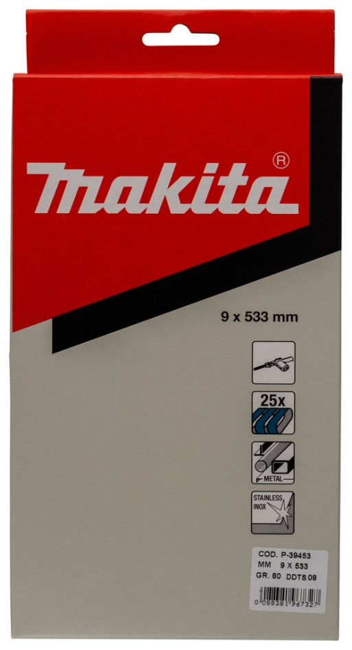 Cinghia abrasiva Makita Accessories P-39453 K80 9x533 mm blu - 25 pezzi