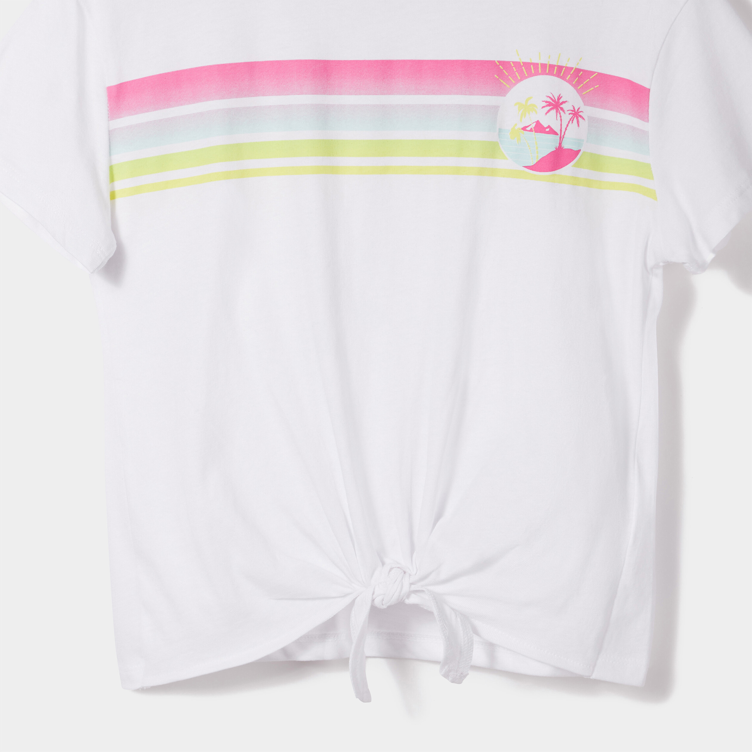 T-shirt manches courtes avec noeud ecru fille | La Halle