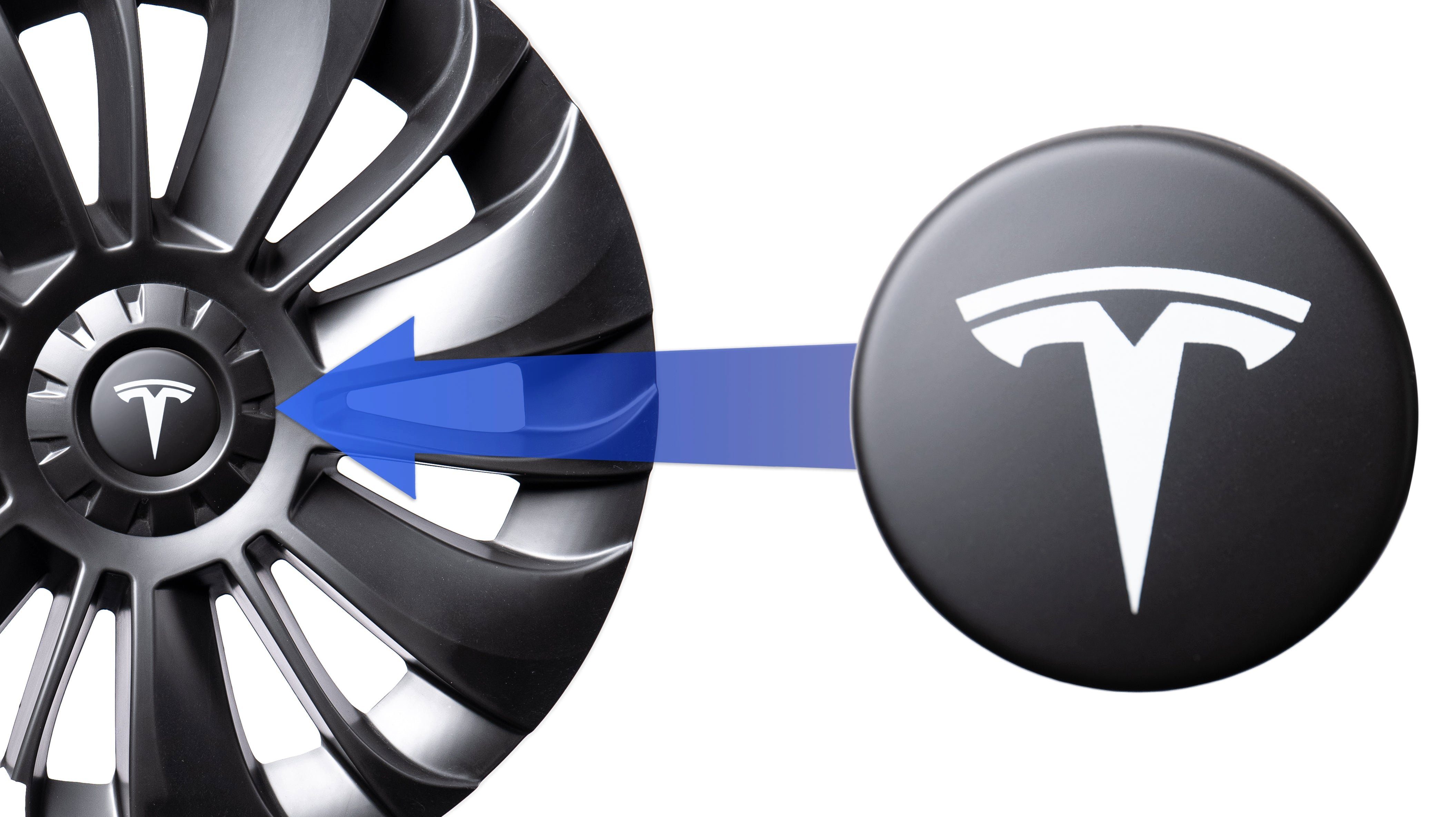 Shop4EV Radkappe Logos (4x) für Radkappen des Tesla Model 3/Y