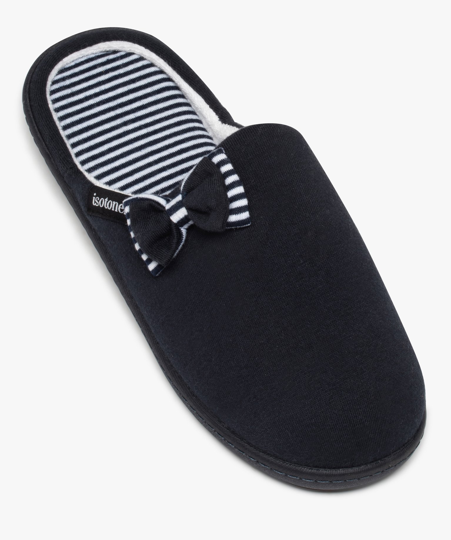 Chaussons femme mules rembourrées en jersey - Isotoner marine | GEMO
