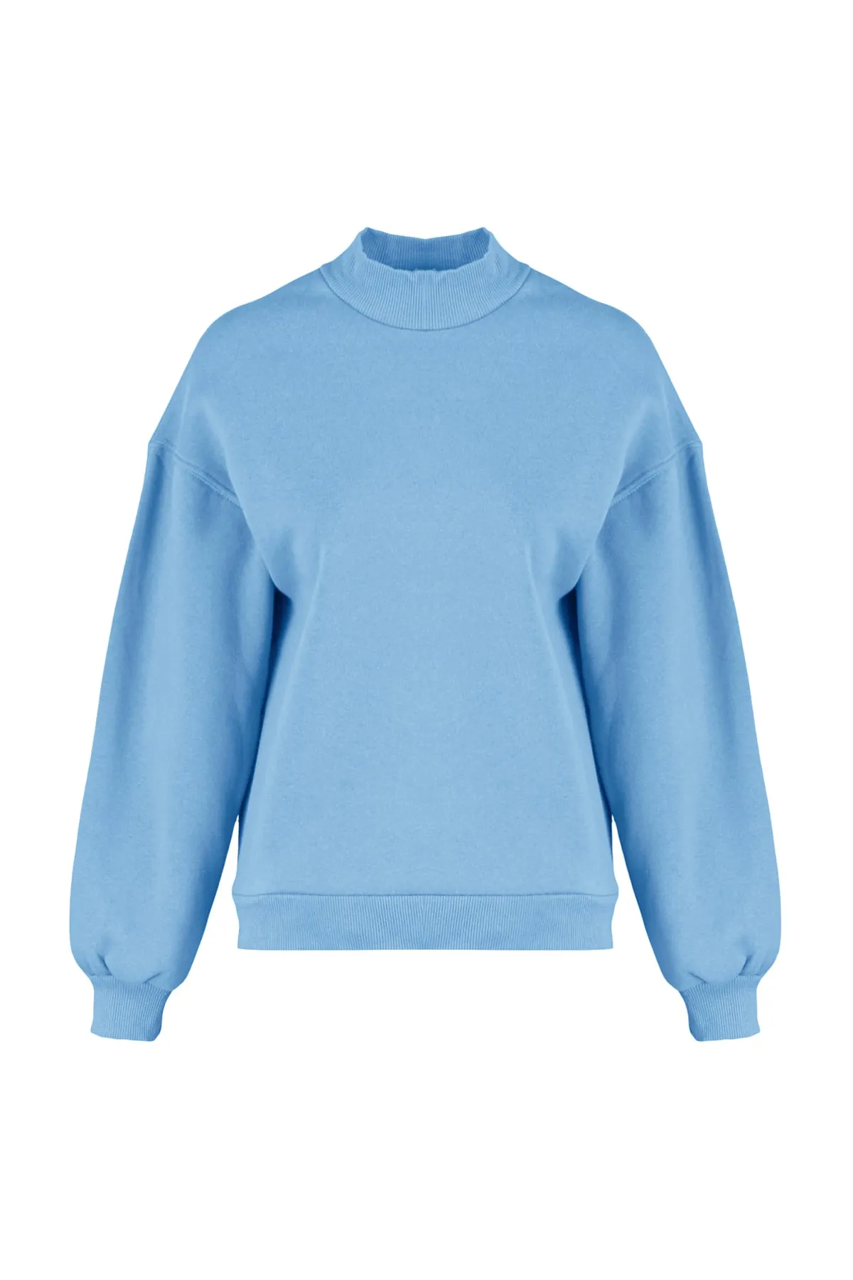Trendyol Collection  Hellblaues, dickes Innenfleece-Sweatshirt mit Stehkragen und entspannter/bequemer Passform TWOAW20SW0584