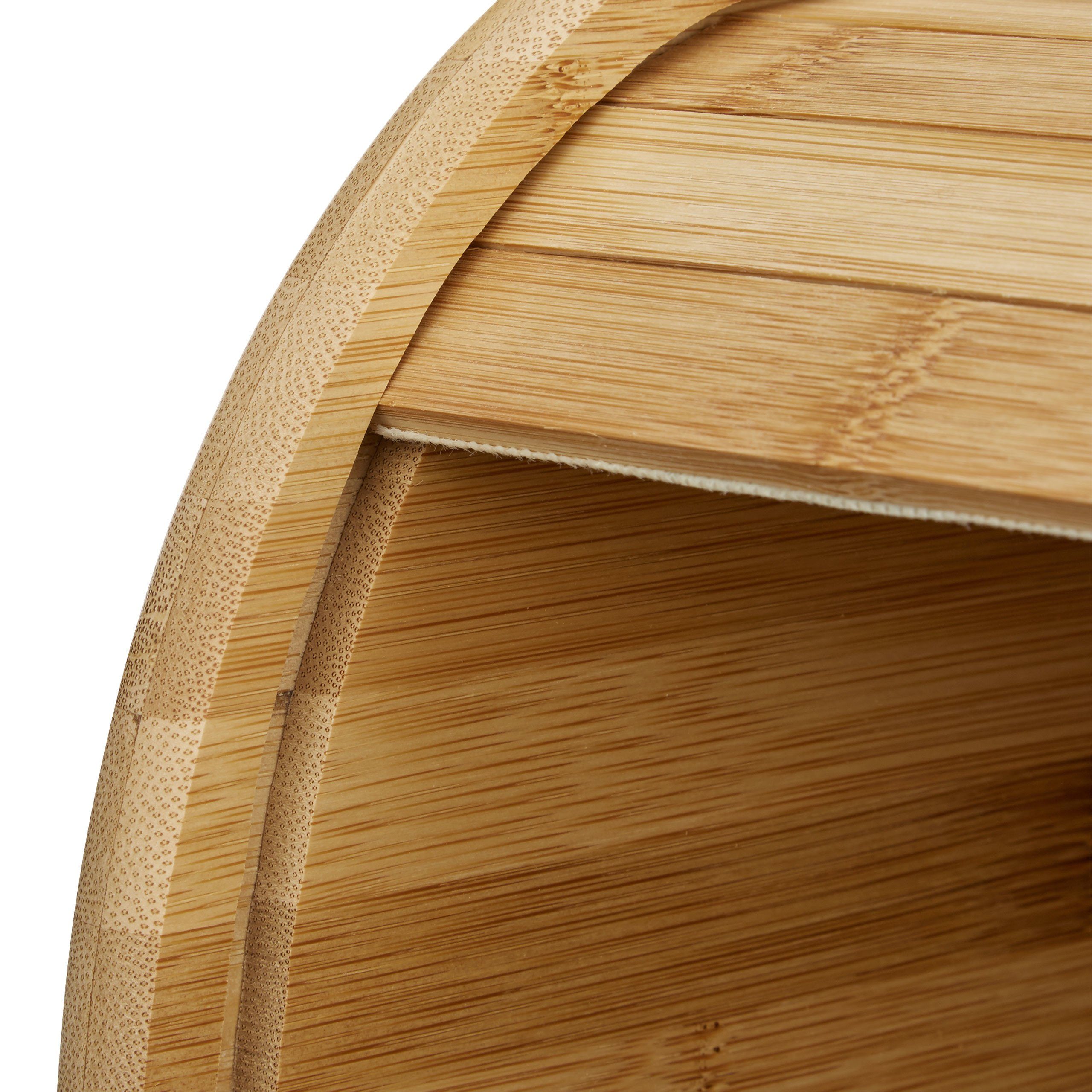 relaxdays Brotkasten Rollbrotkasten mit Schublade Bambus, Bambus