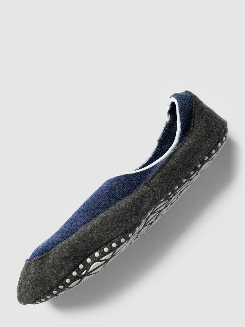 Hausschuhe aus Schurwoll-Mix mit Logo-Detail Modell 'COSYSHOE' in blau meliert