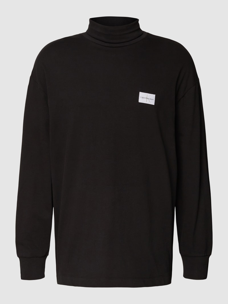 Longsleeve mit Label-Patch Modell 'SHRUNKEN' in black