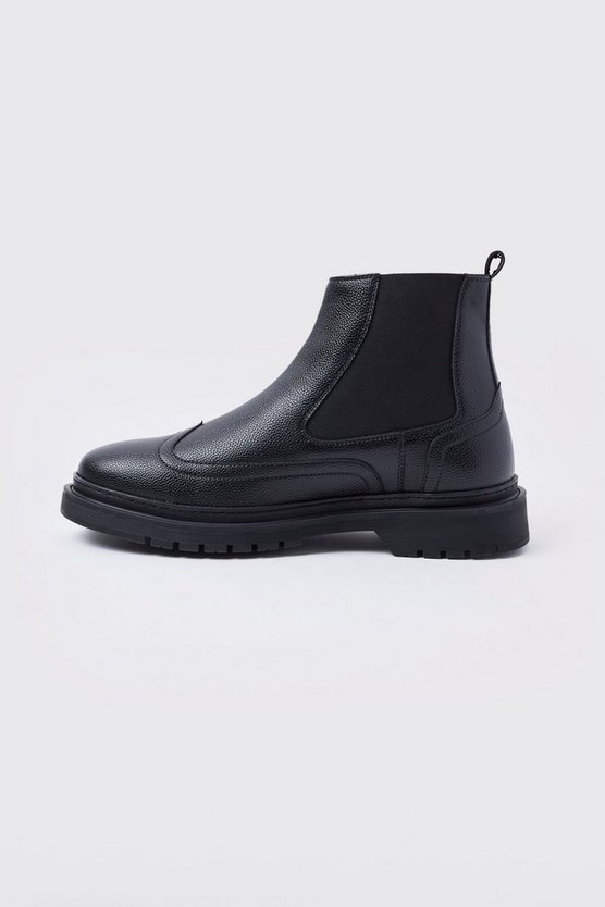 Kunstleder Chelsea-Stiefel mit dicker Sohle