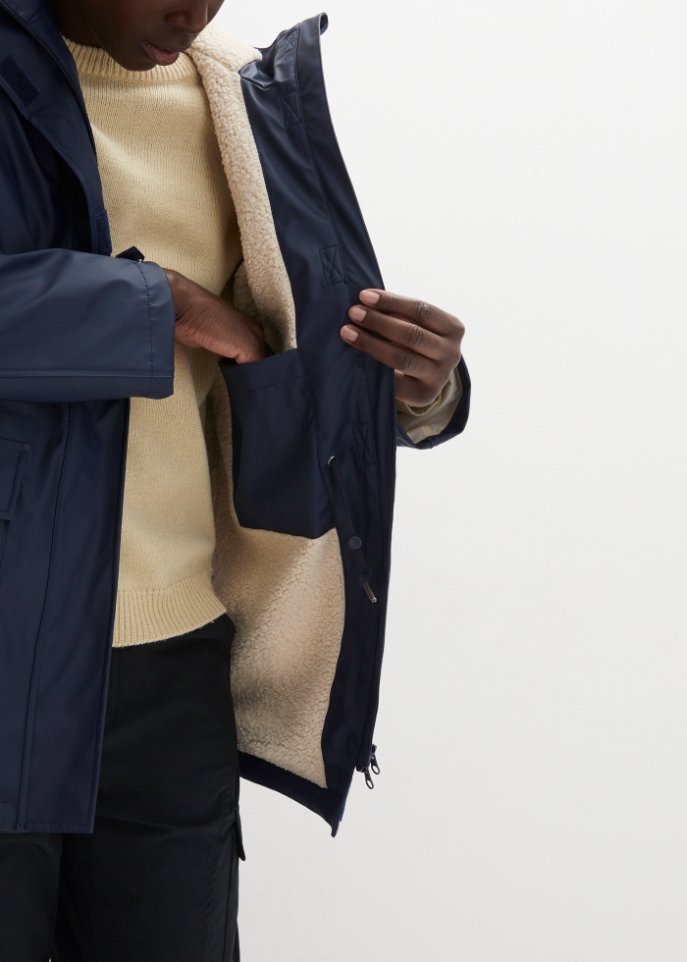 Regenjacke mit Teddyfutter aus wasserdichtem Material