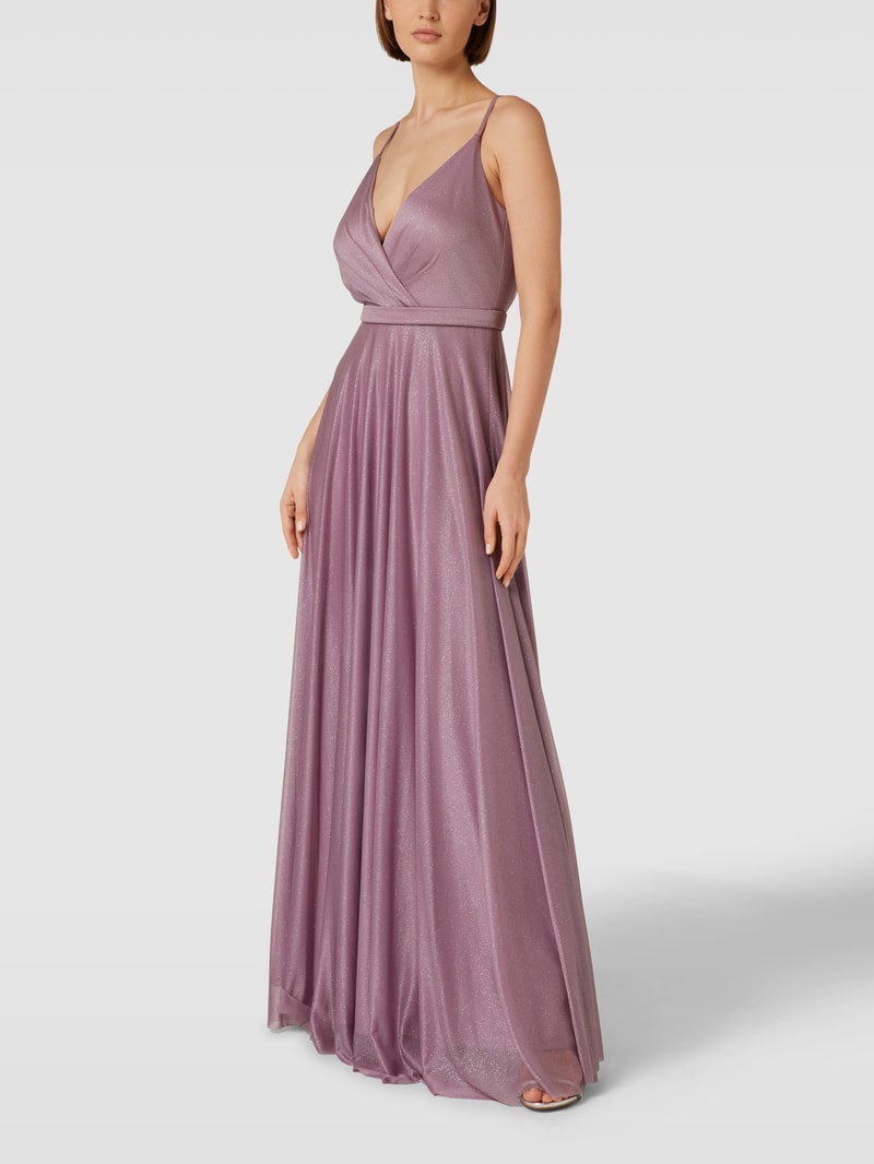 Abendkleid in schimmernder Optik in mauve meliert