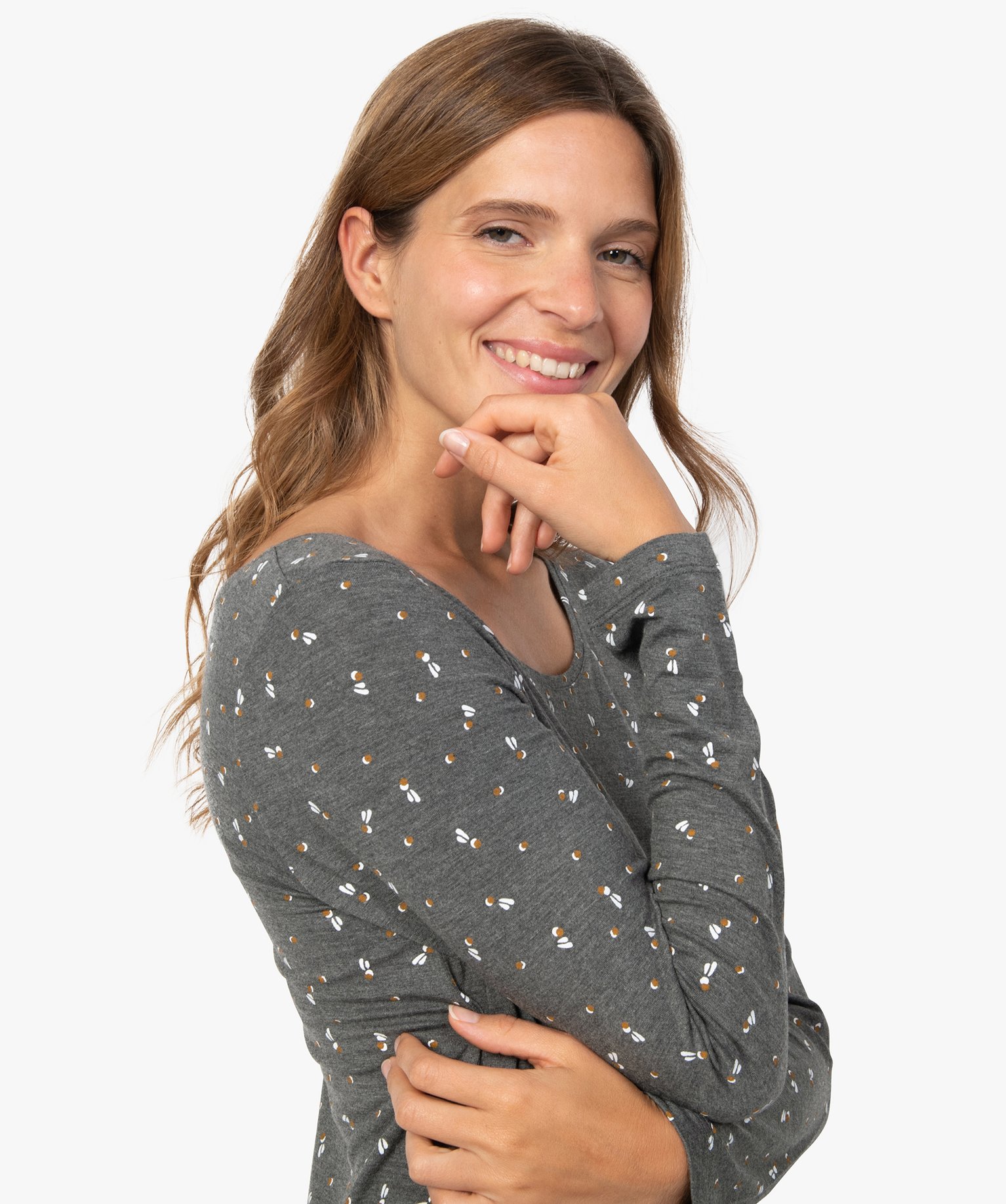 Chemise de nuit à manches longues femme imprime | GEMO
