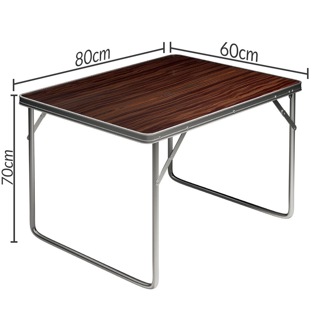 Casaria Campingtisch (1-St), mit Tragegriff 80x60x70cm Klapptisch Holzoptik klappbar Campingmöbel