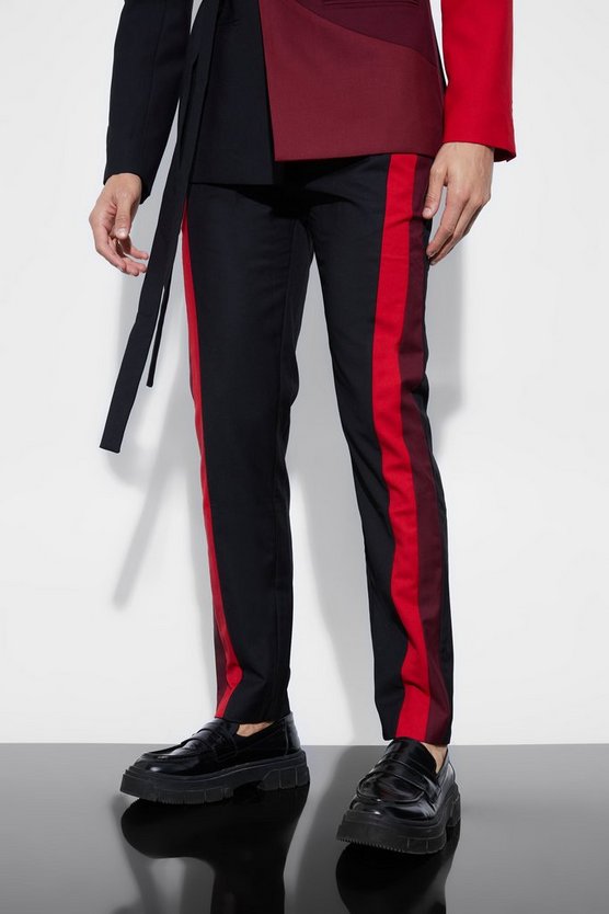 Skinny Colorblock Anzughose