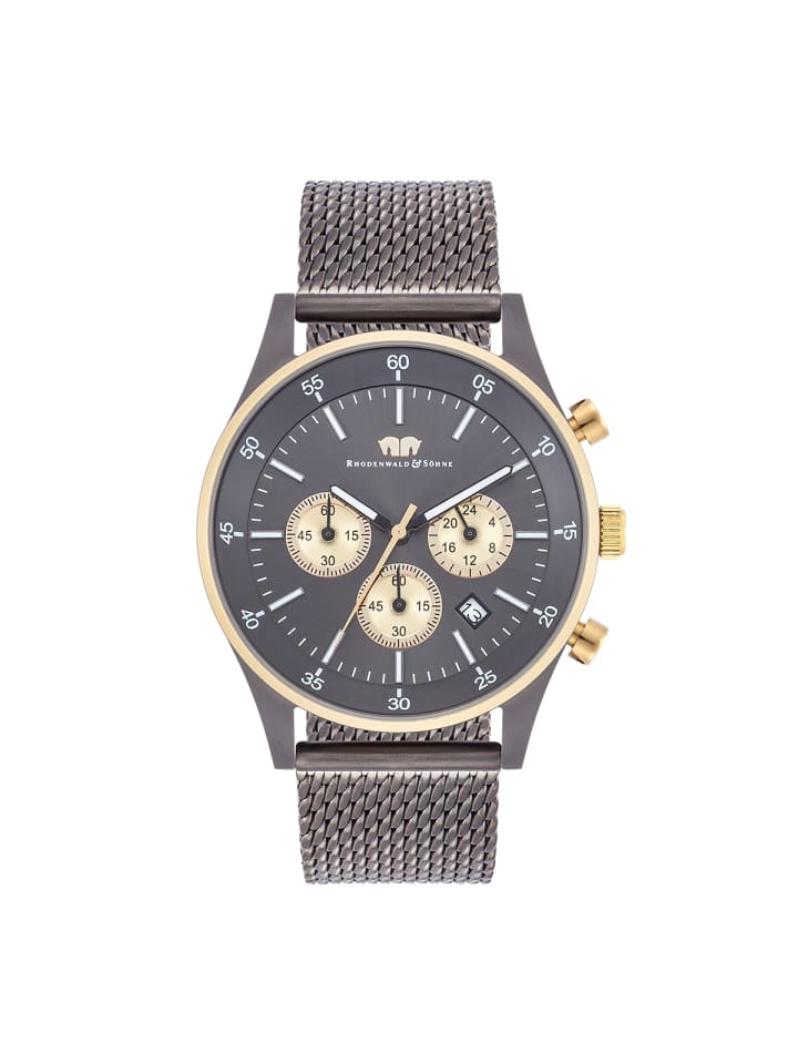 Rhodenwald & Söhne Herren Chronograph gelbgold Edelstahl anthrazit in anthrazit günstig kaufen 23 cm