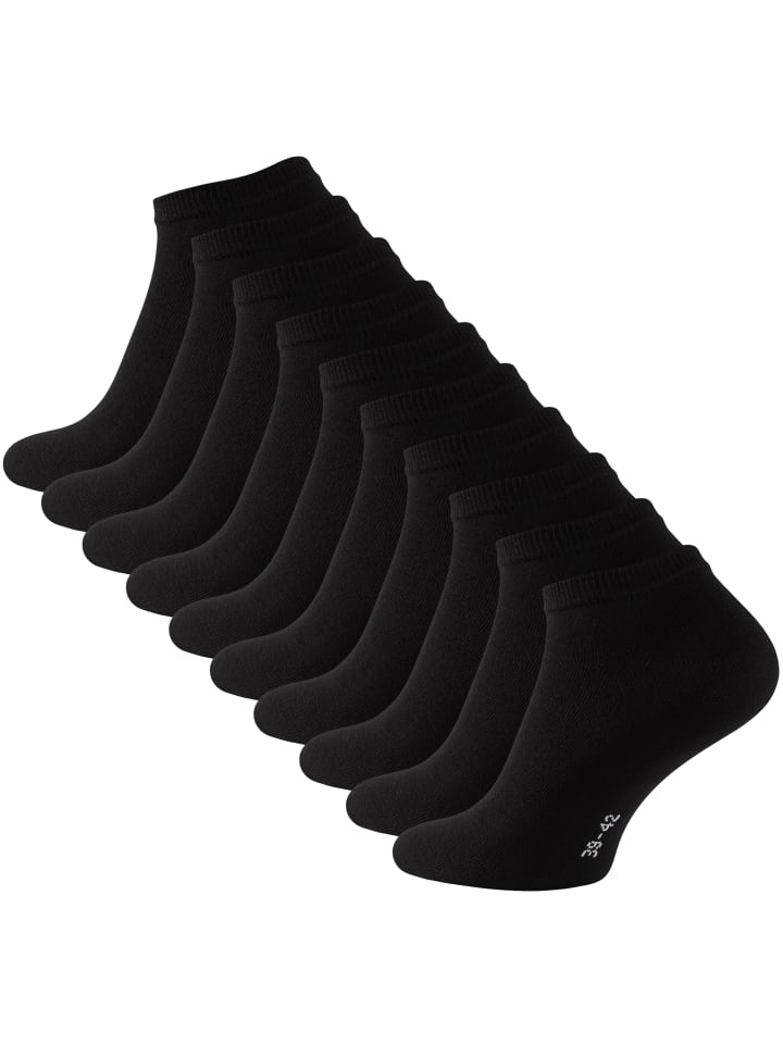 Cotton Prime® 10 Paar COTTON-Essentials Sneaker-Socken in Schwarz günstig kaufen 43-46