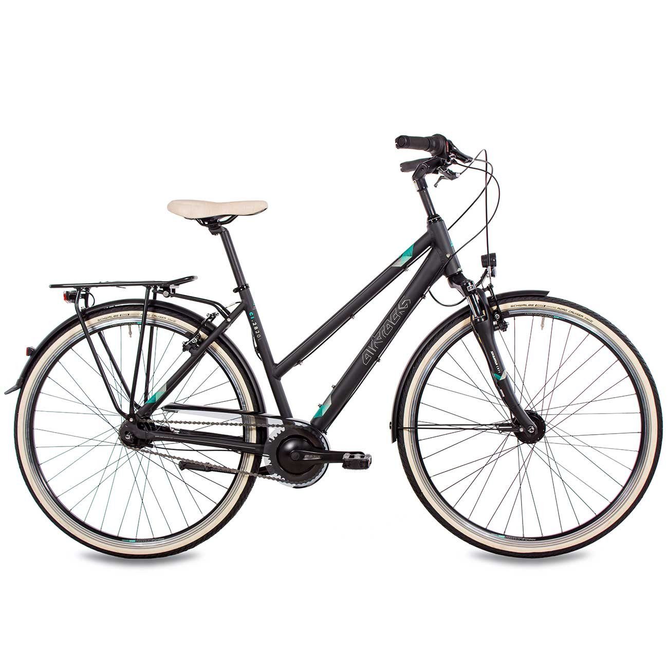 Airtracks Cityrad Damen City Fahrrad 28 Zoll CI.2820L, 7 Gang SHIMANO NEXUS Schaltwerk, Nabenschaltung, Schwarz Matt - Rahmenhöhen 48 cm und 52 cm  Modeljahr 2023