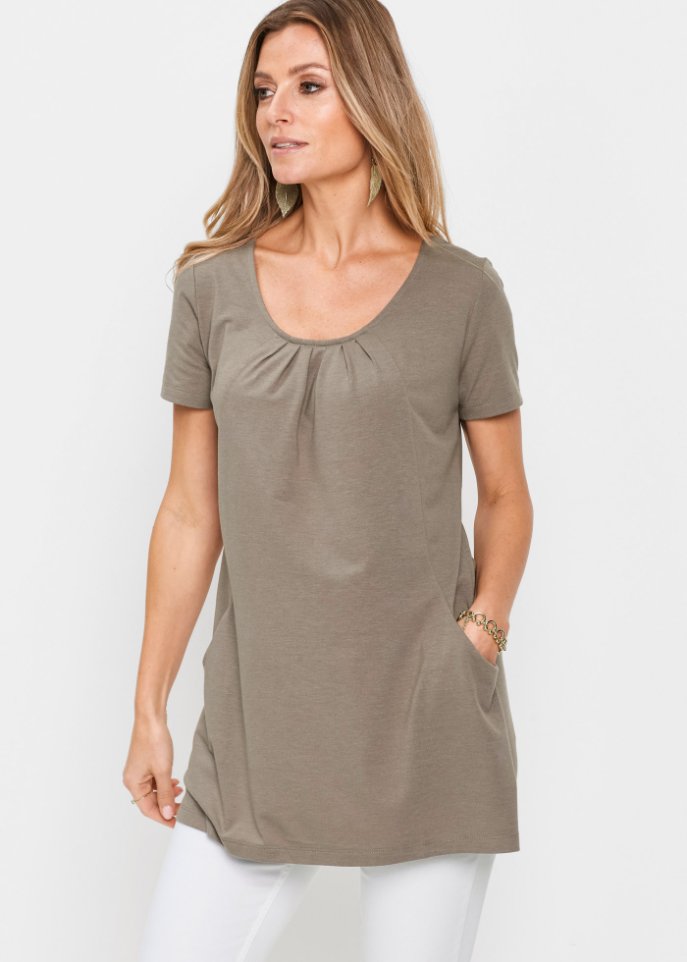 Longshirt mit rundhals Dekollete