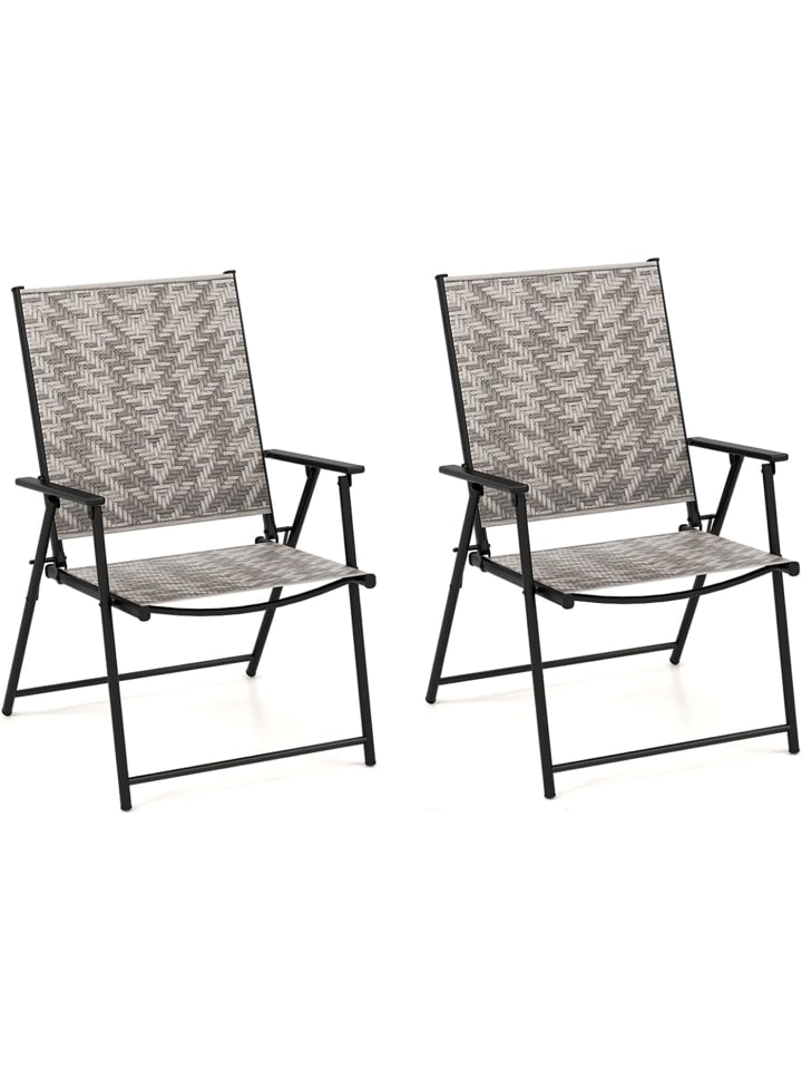 COSTWAY 2er Set Gartenstühle Polyrattan in Grau günstig kaufen onesize