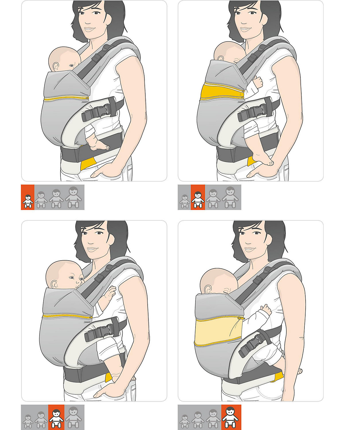 Babytrage XT Cotton grey-orange