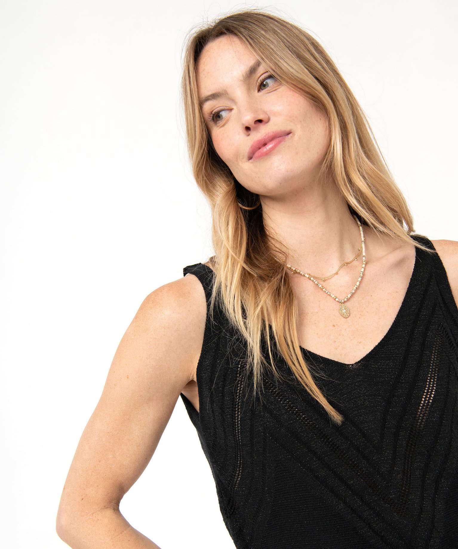 Débardeur en maille pailletée fantaisie femme noir | GEMO
