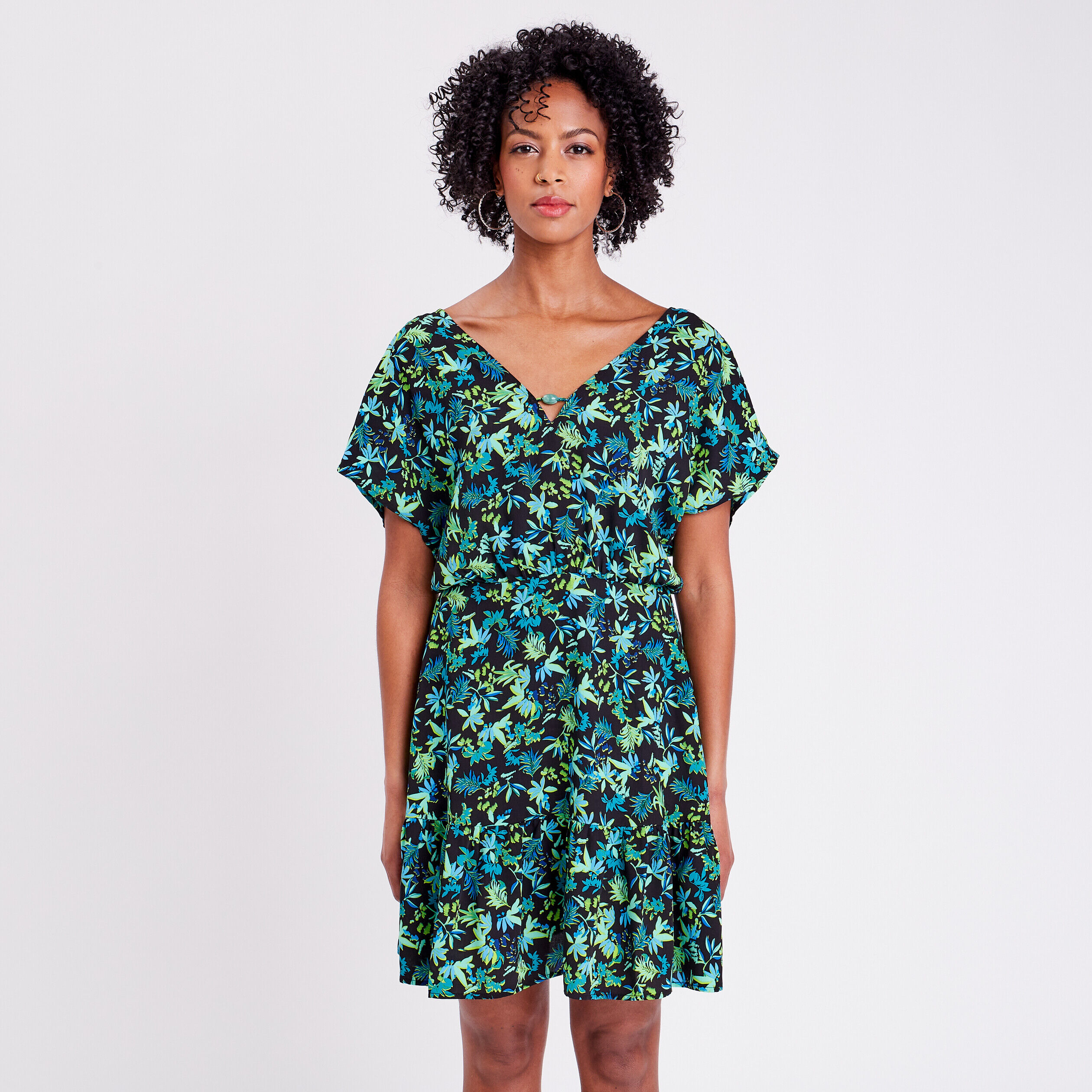 Robe cintrée manches courtes noir femme | Cache Cache