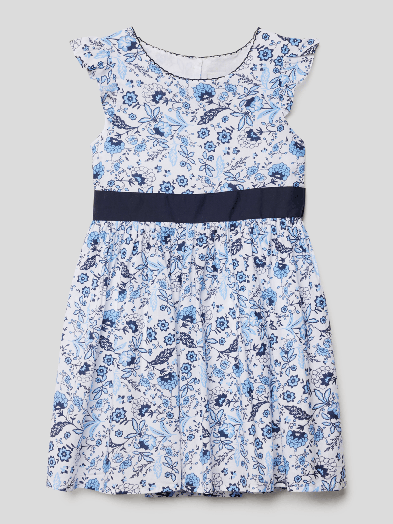 Kleid mit Taillenband in marineblau