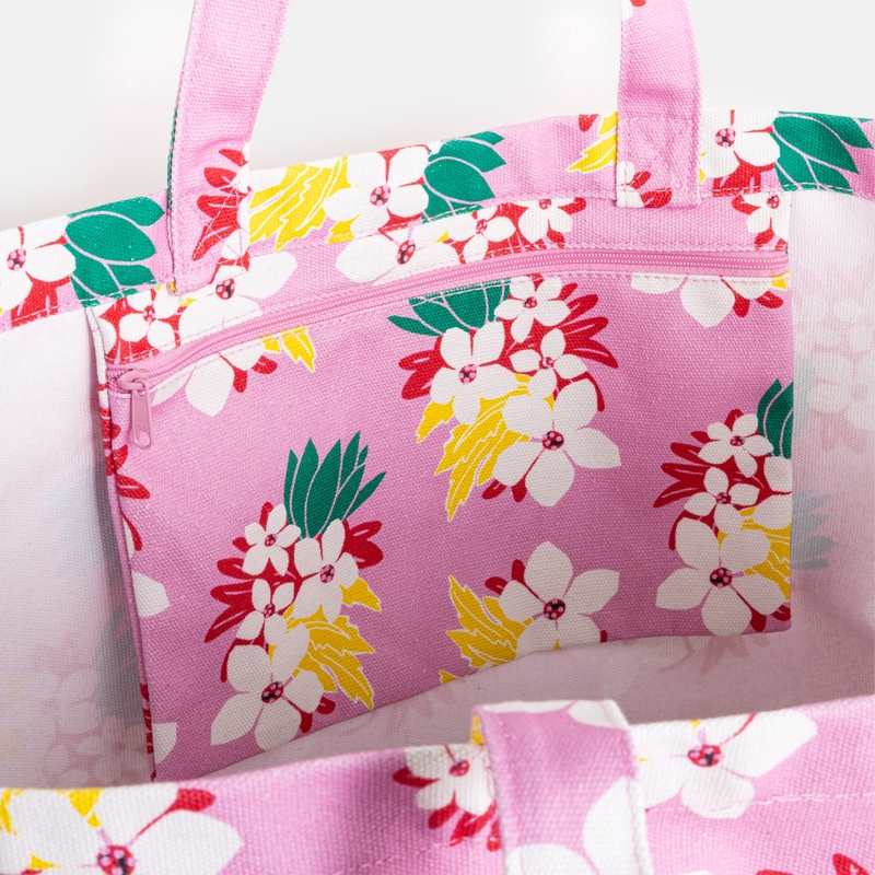 Sac de plage fille à motifs fleurs exotiques rose Catimini