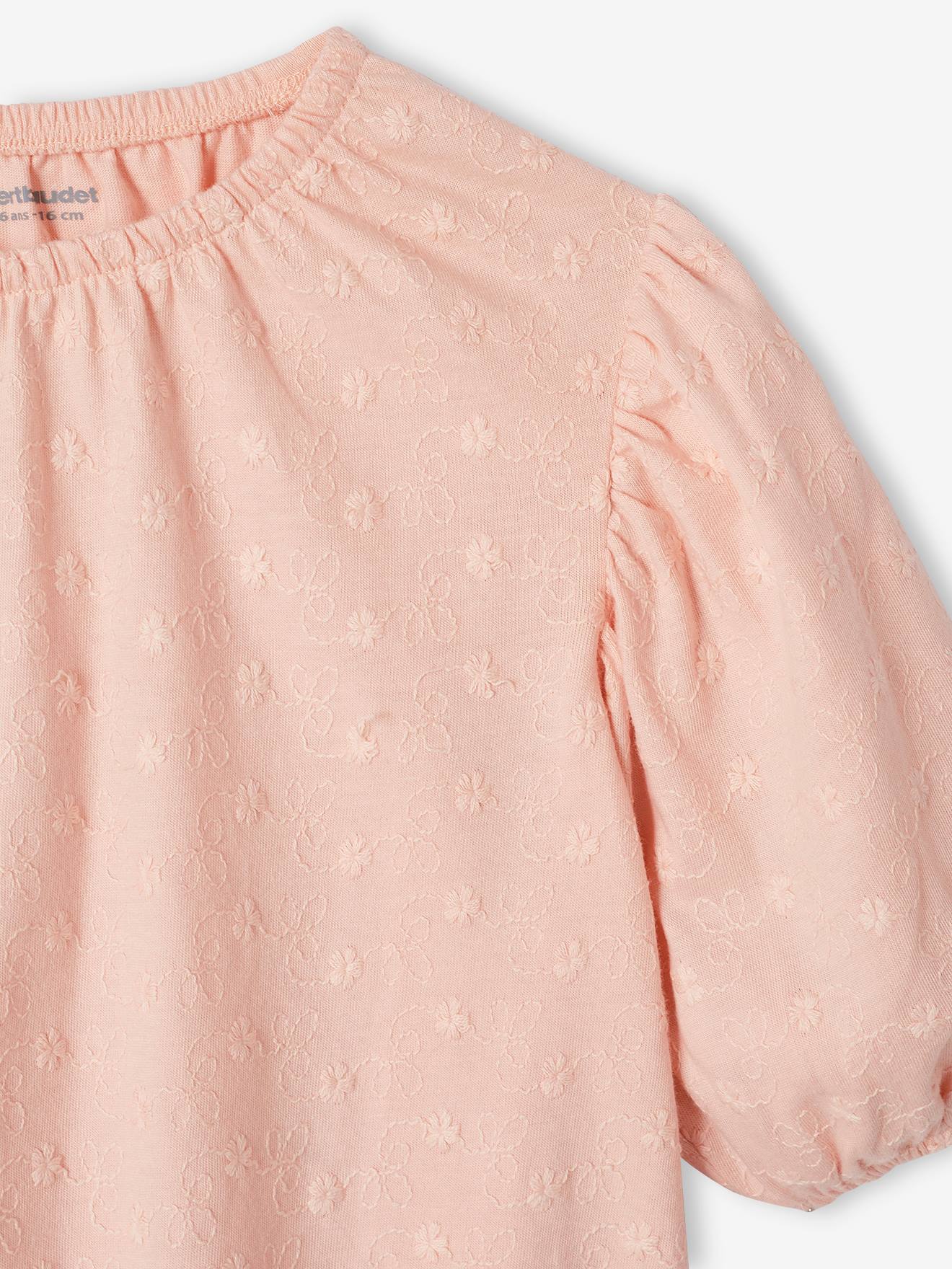 Blouse pointelle fille rose pâle