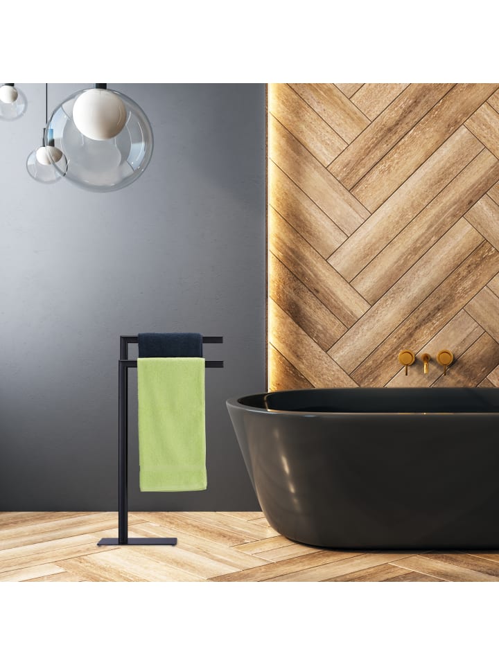 relaxdays Handtuchständer in Schwarz - (B)49 x (H)81 x (T)20 cm günstig kaufen onesize