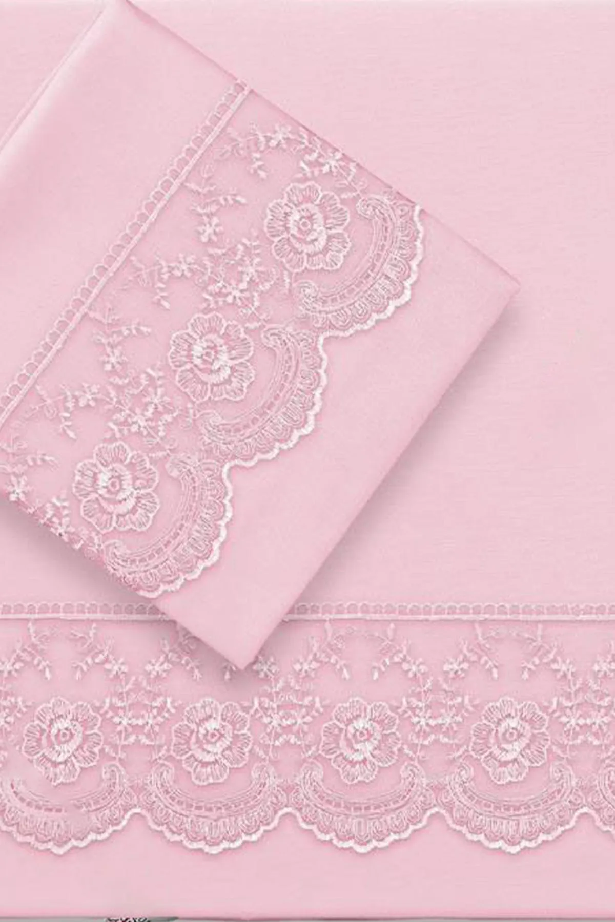 Çeyiz Diyarı  French Lace Kure Einzelbettbezug-Set, 4-teilig, Puder